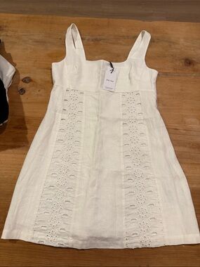 Reiss White Linen Eyelet Mini Dress